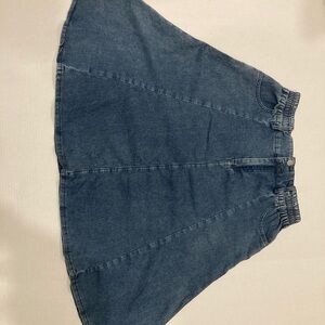 Blue Midi A-Line Pleated Skirt for Work